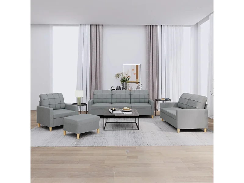 Ensemble de canapés 4 pcs avec coussins Gris clair Tissu