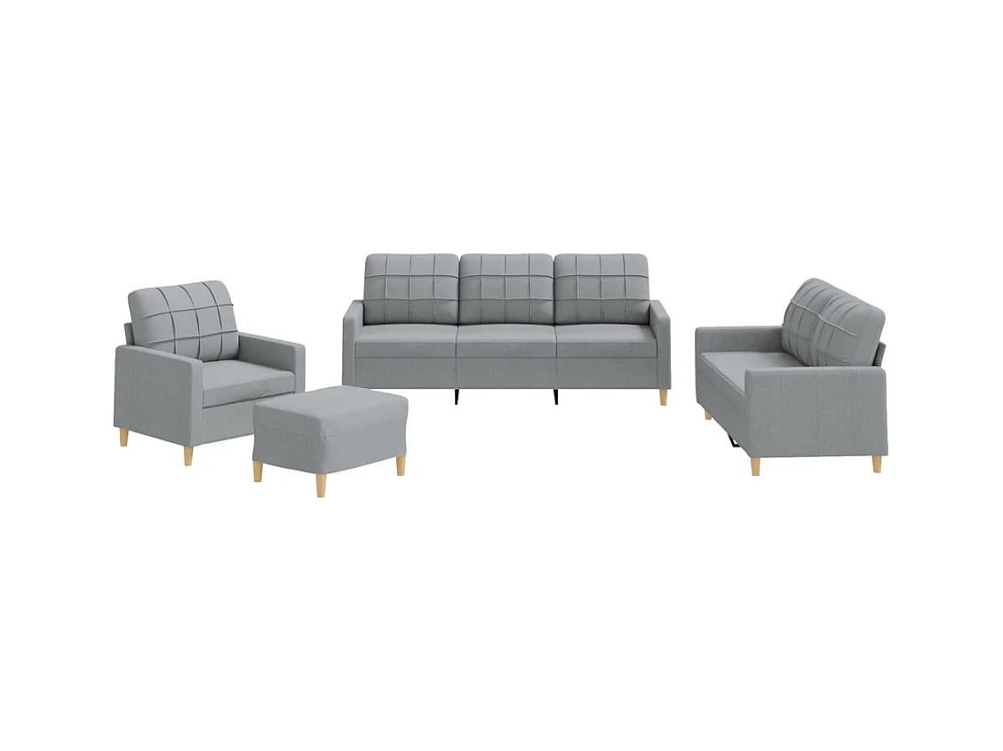 Ensemble de canapés 4 pcs avec coussins Gris clair Tissu