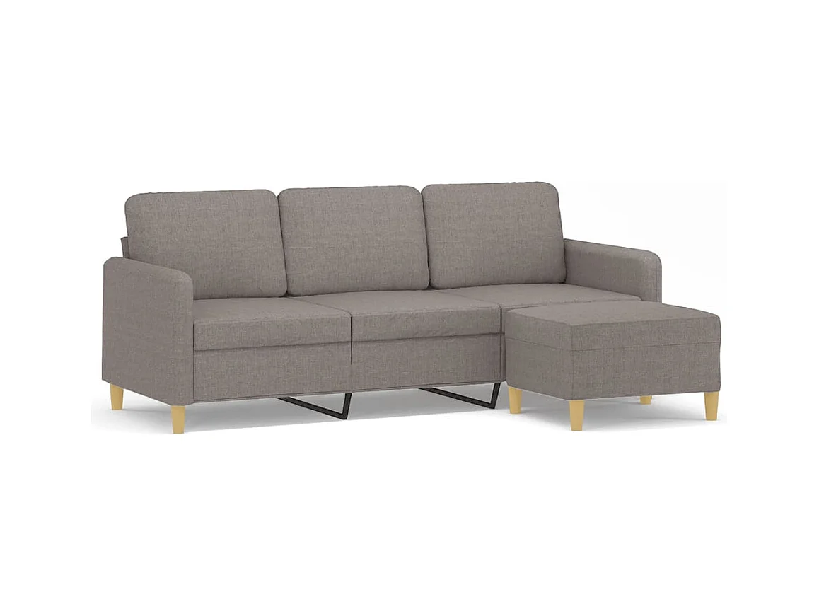 3-Sitzer-Sofa mit Fußhocker Taupe 180 cm Stoff