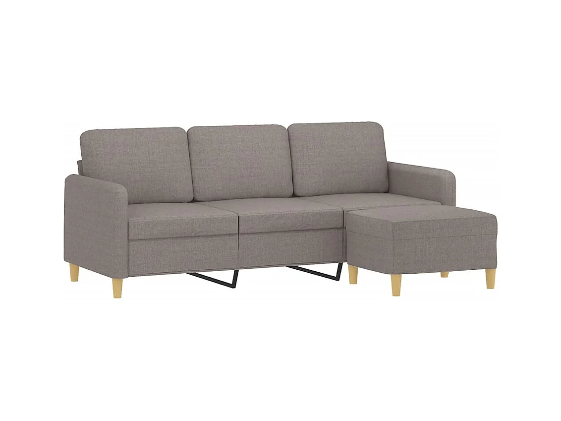 3-Sitzer-Sofa mit Fußhocker Taupe 180 cm Stoff