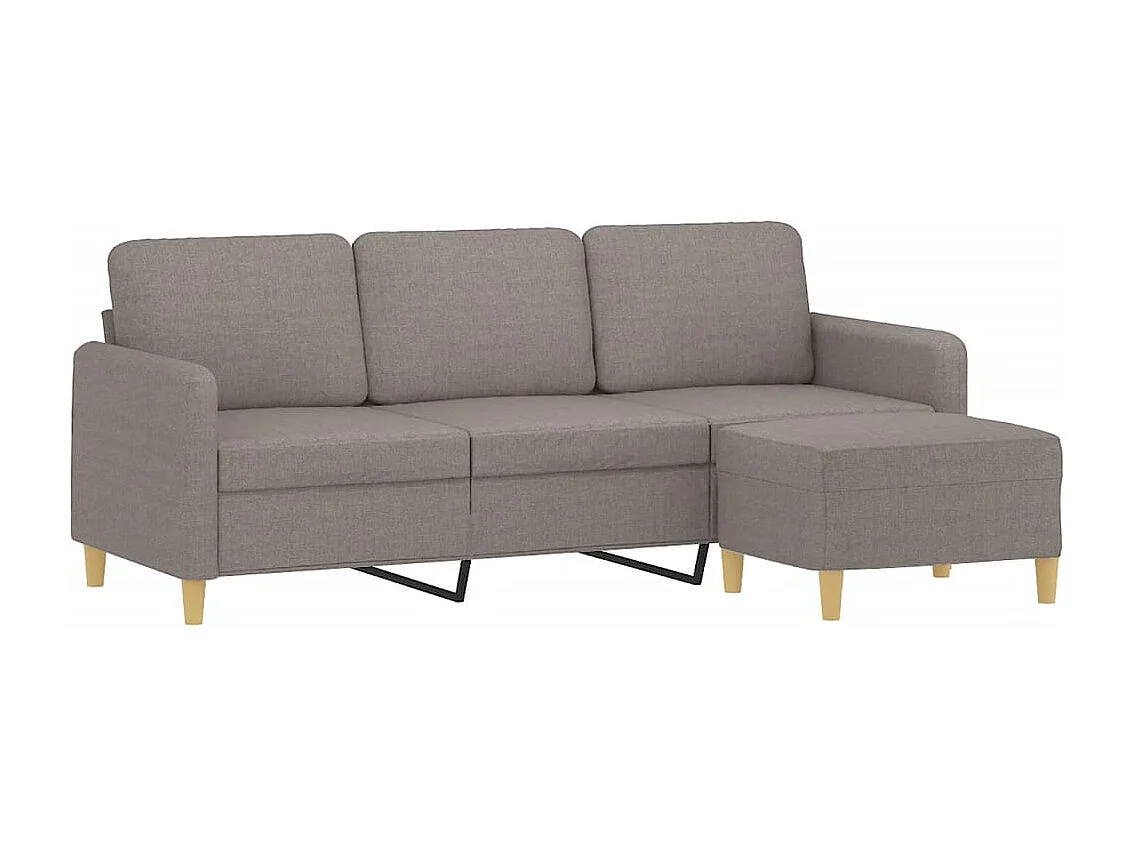 3-Sitzer-Sofa mit Fußhocker Taupe 180 cm Stoff