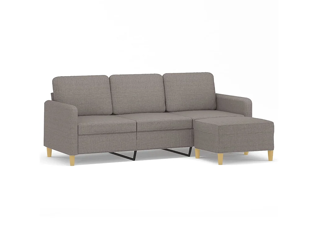 3-Sitzer-Sofa mit Fußhocker Taupe 180 cm Stoff
