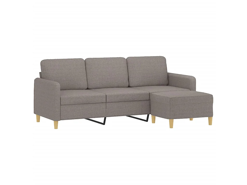 3-Sitzer-Sofa mit Fußhocker Taupe 180 cm Stoff