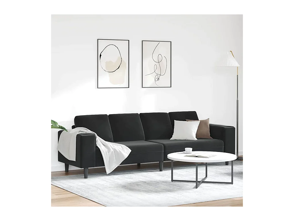 Set di divani in velluto nero