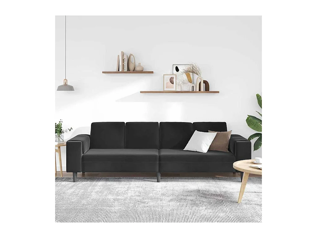 Set di divani in velluto nero