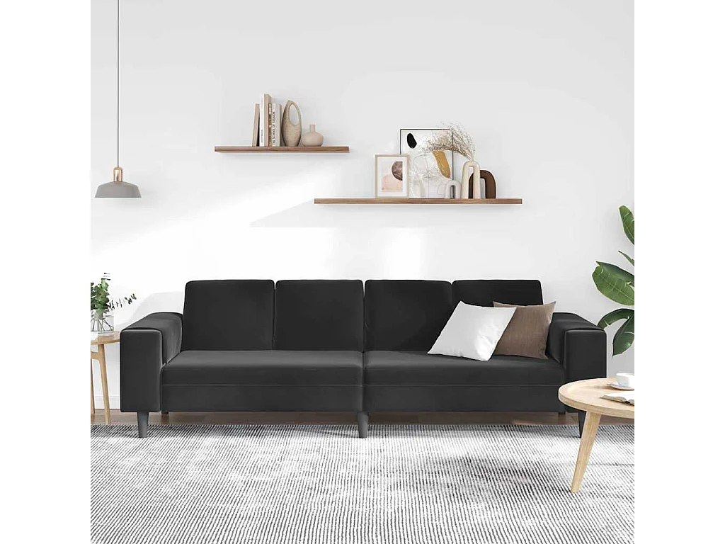 Zwarte fluwelen bankstel