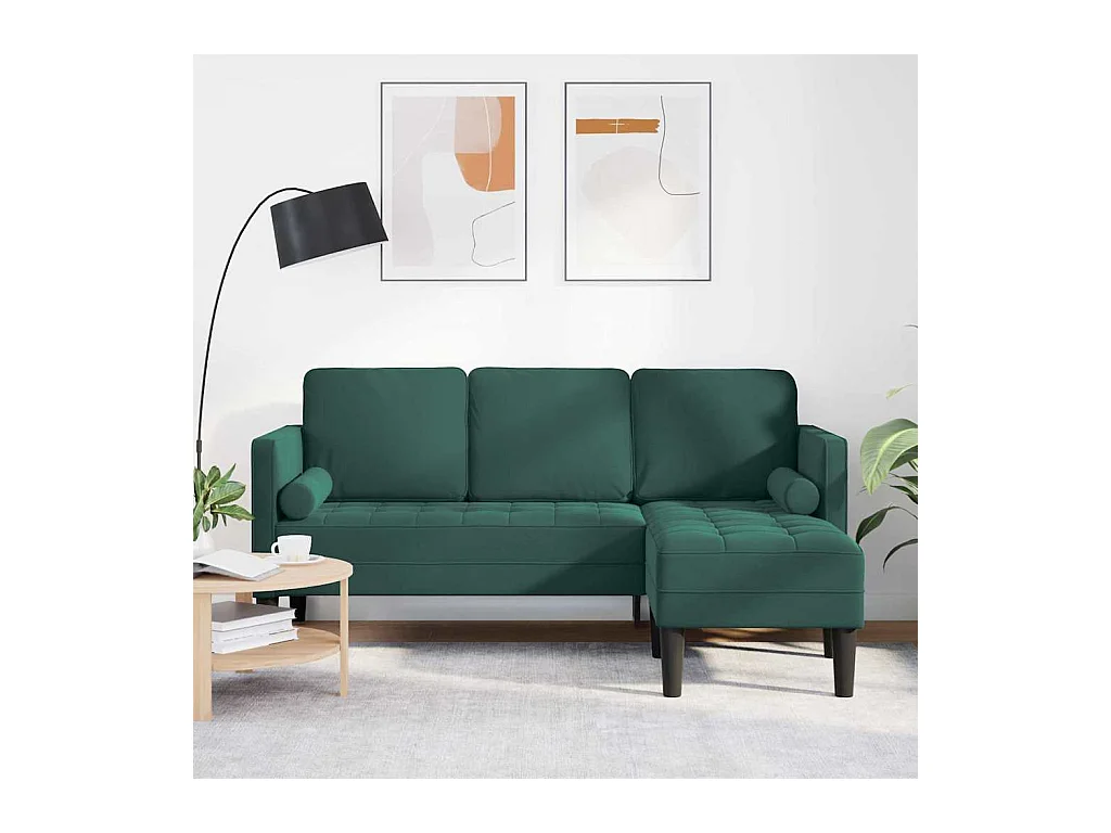 Donkergroene bankstel 173 x 131 x 67 cm fluweel