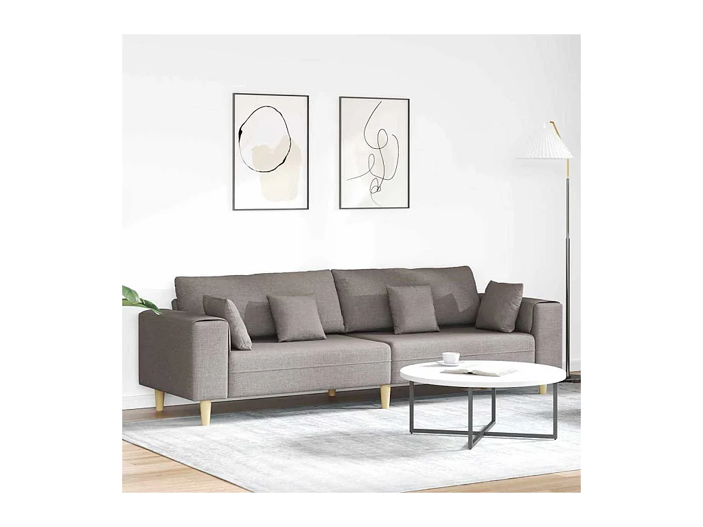 Divano in tessuto con cuscino color tortora 208 cm tessuto