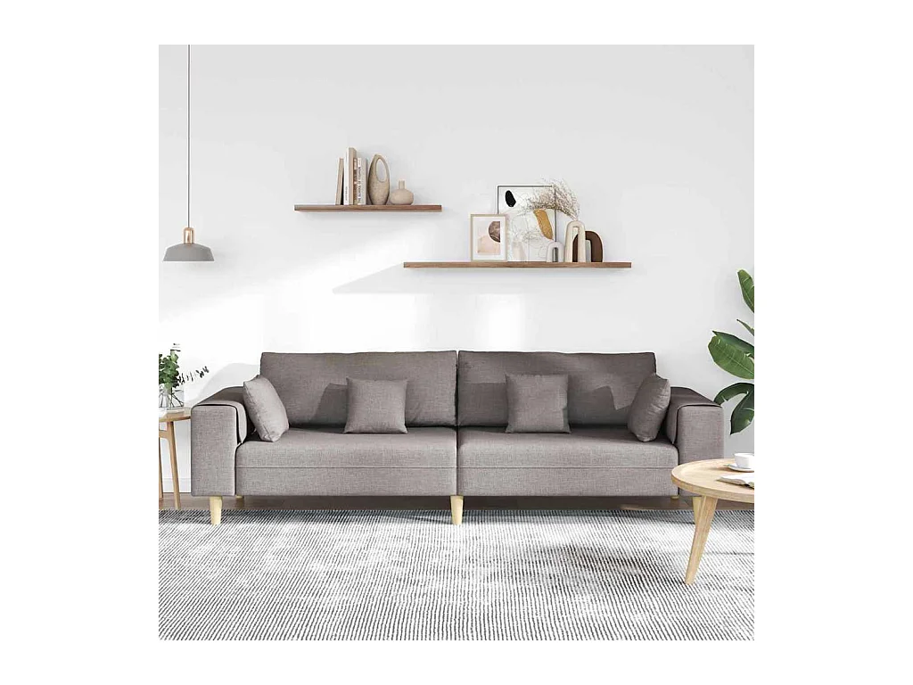 Divano in tessuto con cuscino color tortora 208 cm tessuto