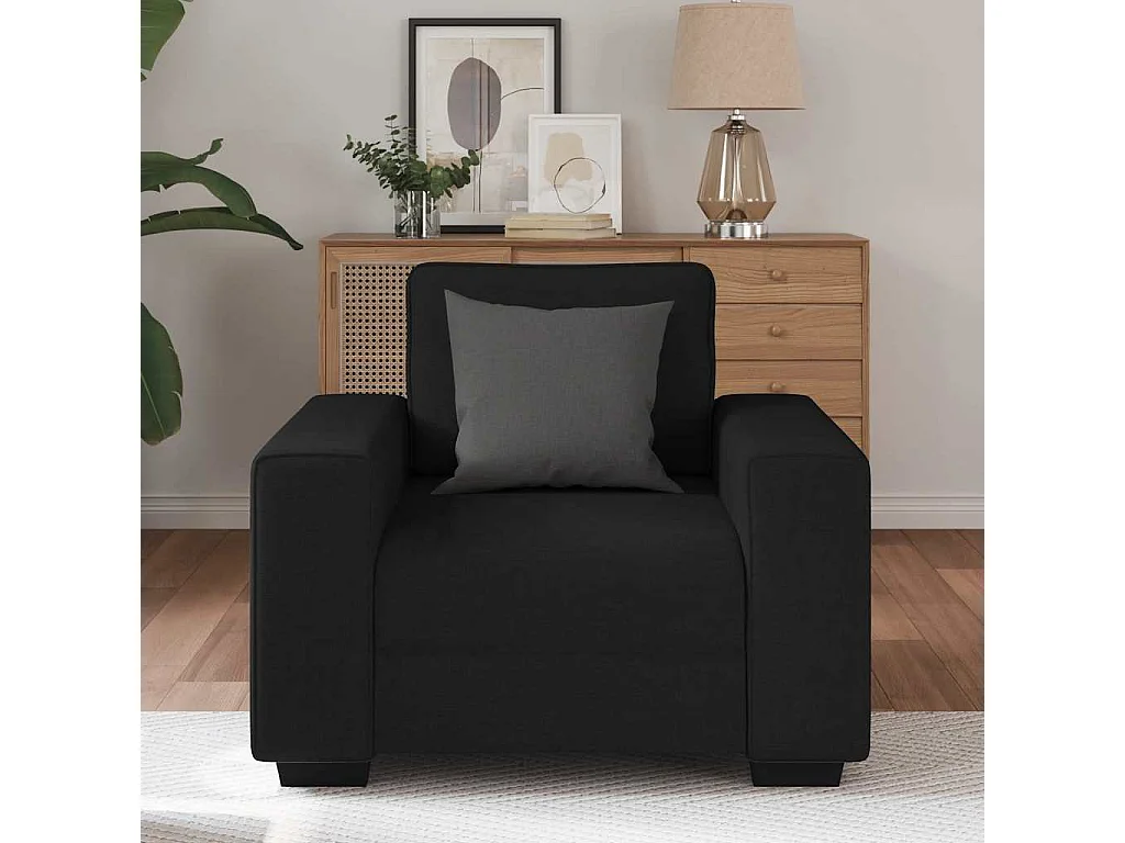 Zwarte stoffen fauteuil 60 cm