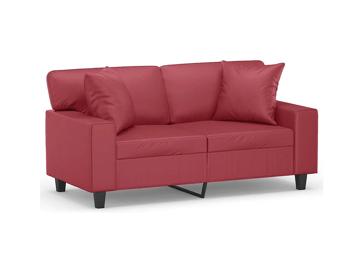 Divano 2 posti con cuscini bordeaux 120 cm in similpelle