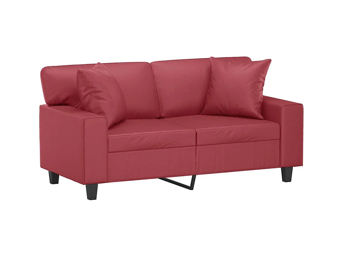 Divano 2 posti con cuscini bordeaux 120 cm in similpelle