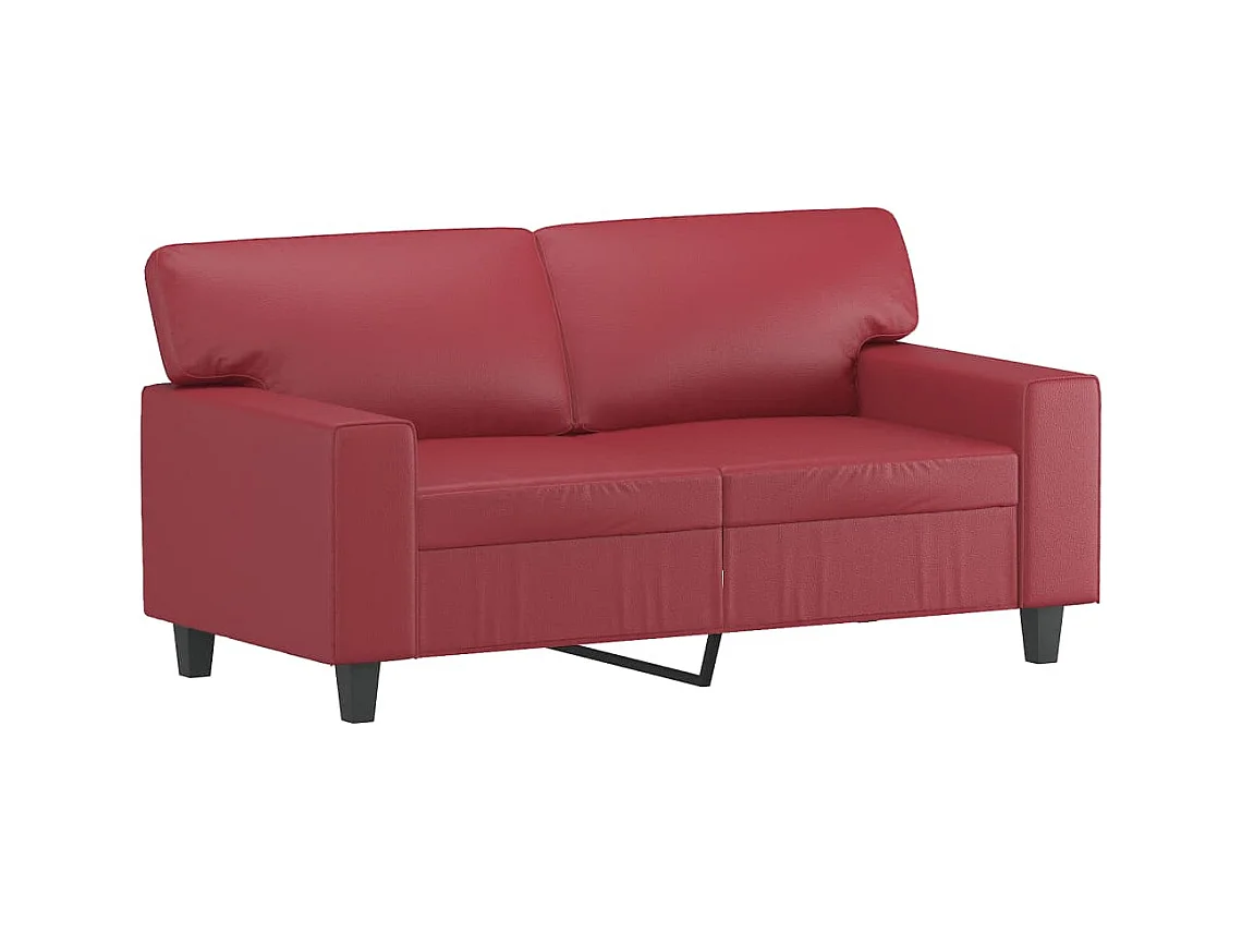 Divano 2 posti con cuscini bordeaux 120 cm in similpelle