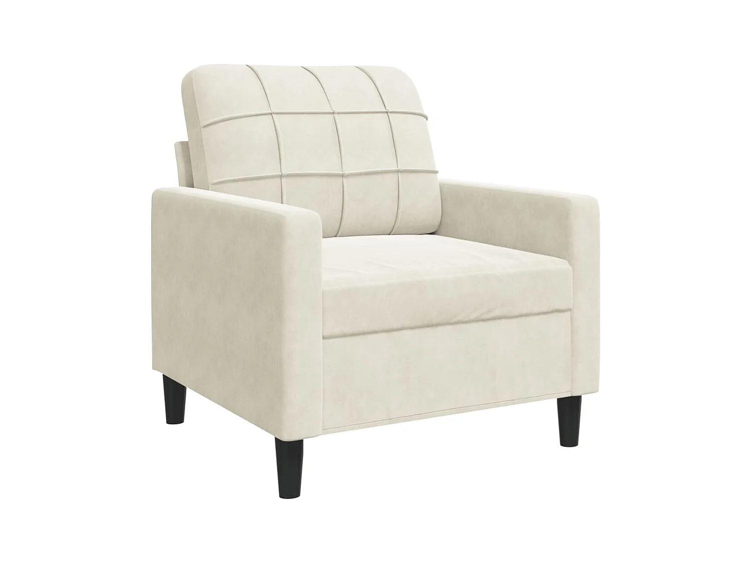 3-delige bankstel met crèmekleurige fluwelen kussens