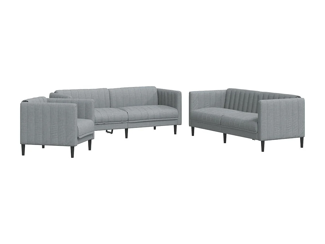Conjunto de sofá de 3 piezas de tela gris claro