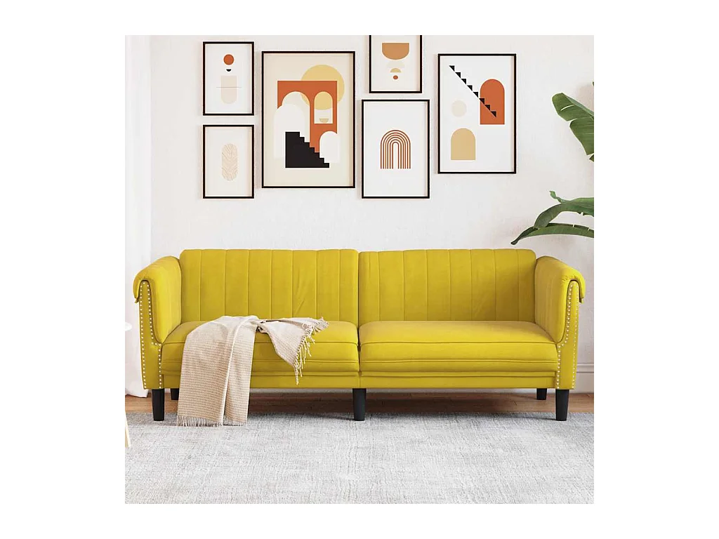 Divano a 3 posti in velluto giallo