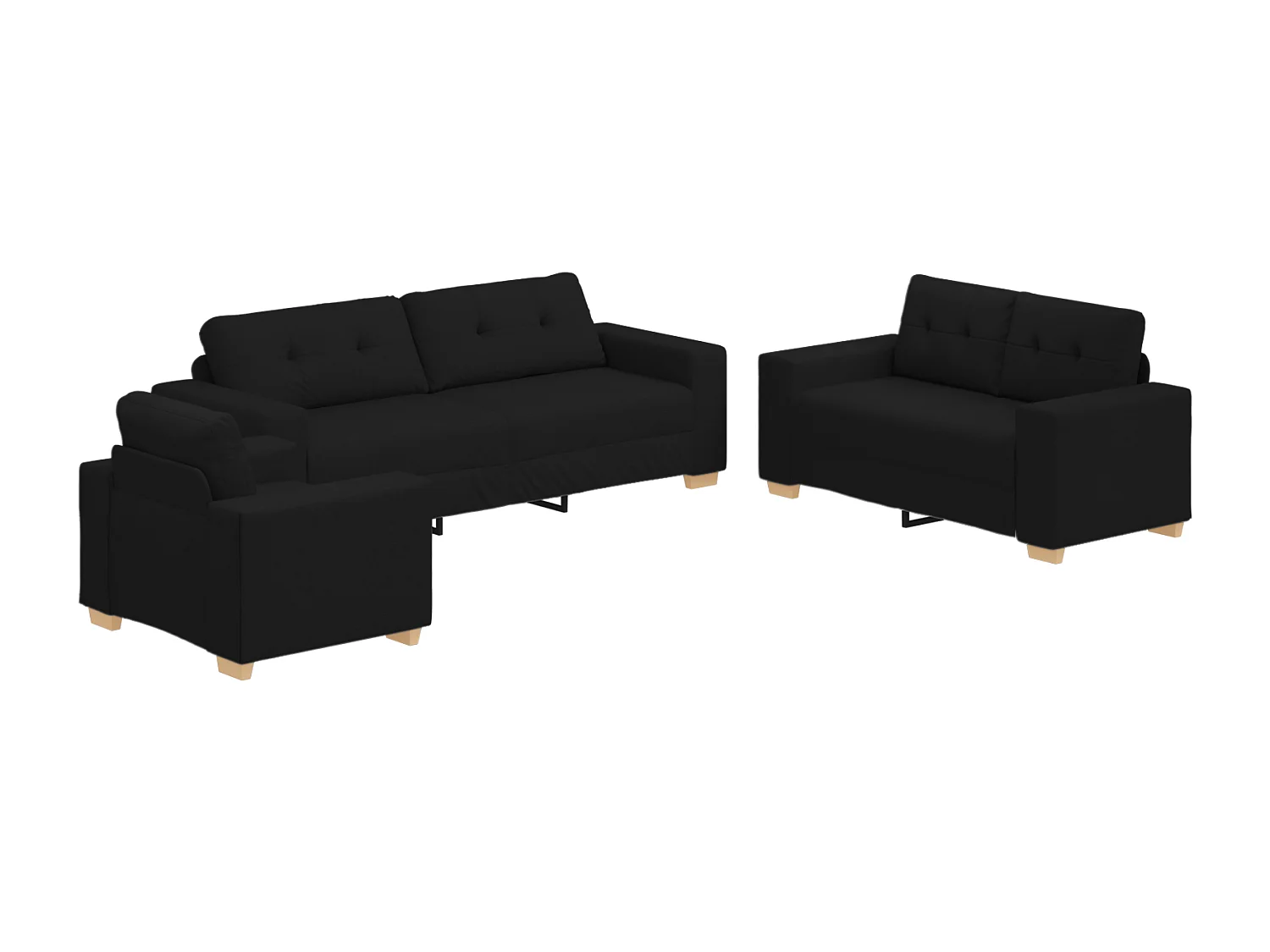 Ensemble de Canapés avec coussin avec oreiller 3 pcs Noir tissu