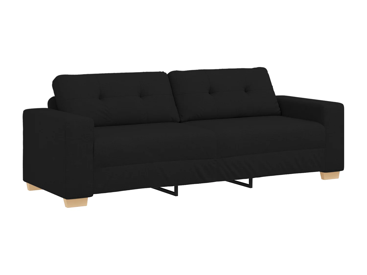 Ensemble de Canapés avec coussin avec oreiller 3 pcs Noir tissu