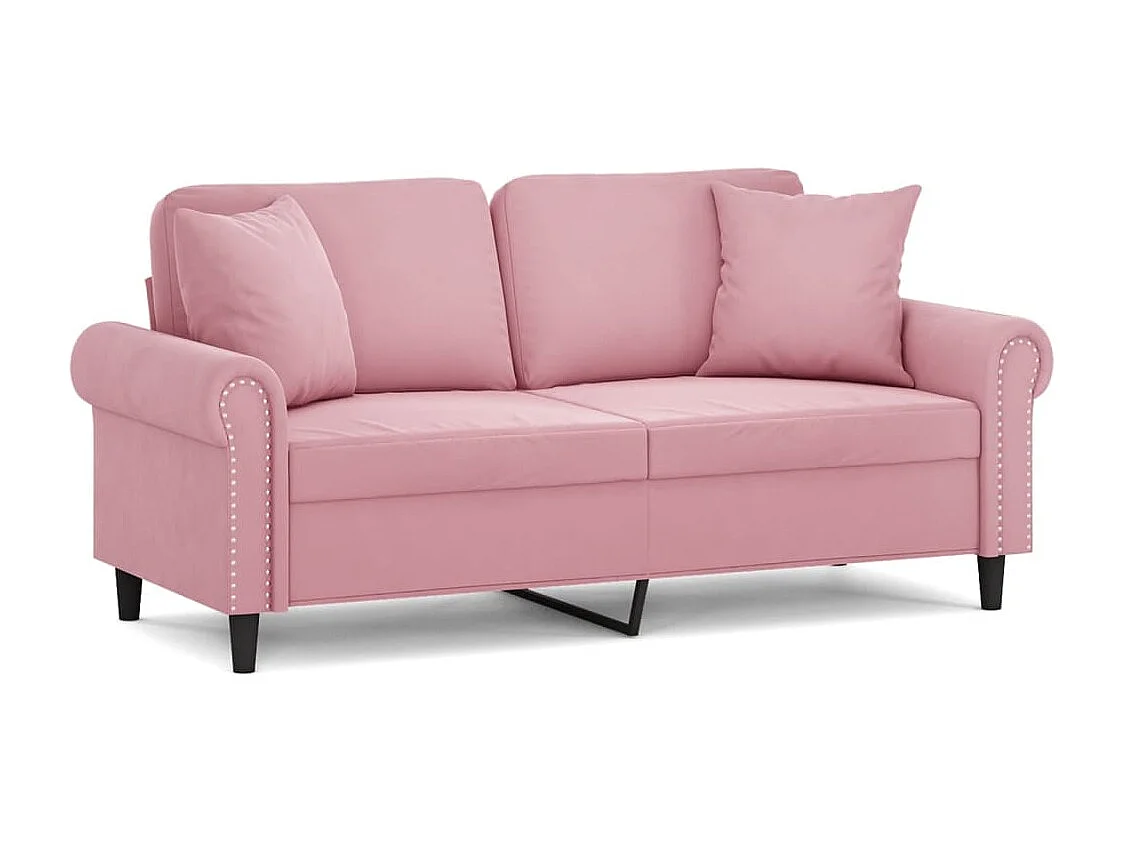 Canapé 2 places avec oreillers décoratifs rose 140 cm velours