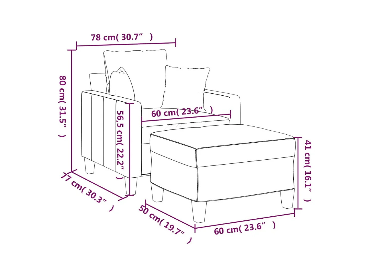Poltrona con poggiapiedi Tessuto Giallo chiaro 60 cm