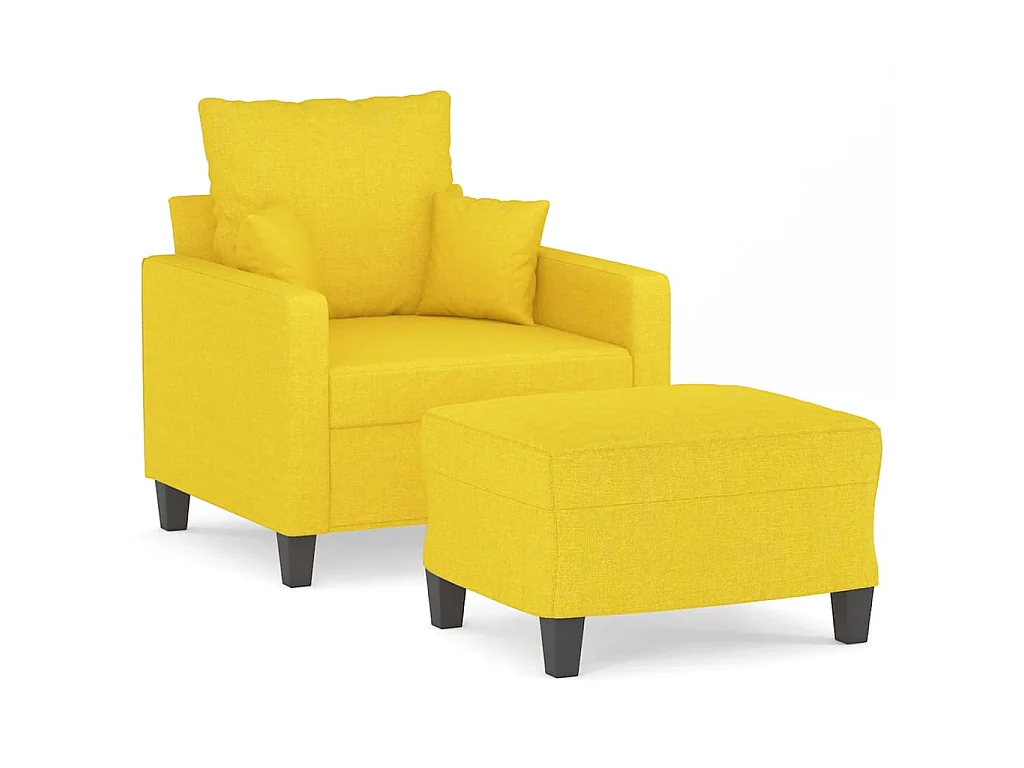 Fauteuil avec repose-pied Jaune clair 60 cm Tissu