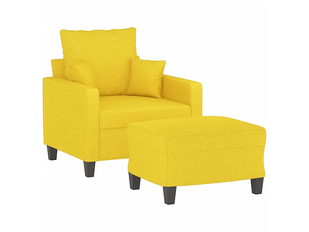 Fauteuil avec repose-pied Jaune clair 60 cm Tissu