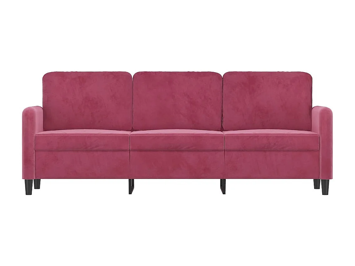 Sofá 3 plazas Rojo burdeos 180 cm Terciopelo