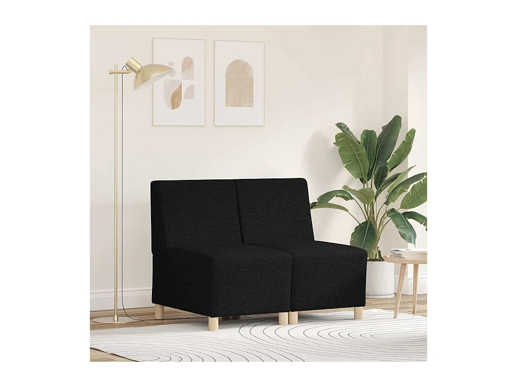 Unité de Sofa Modulaire Sans Accoudoirs 2 pcs Noir