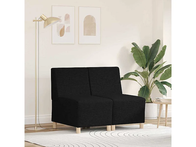 Unité de Sofa Modulaire Sans Accoudoirs 2 pcs Noir