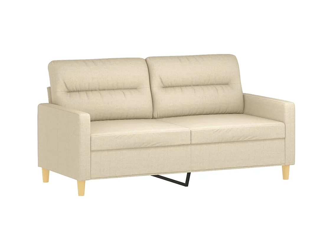 Set di divani 3 pezzi con cuscini in tessuto crema