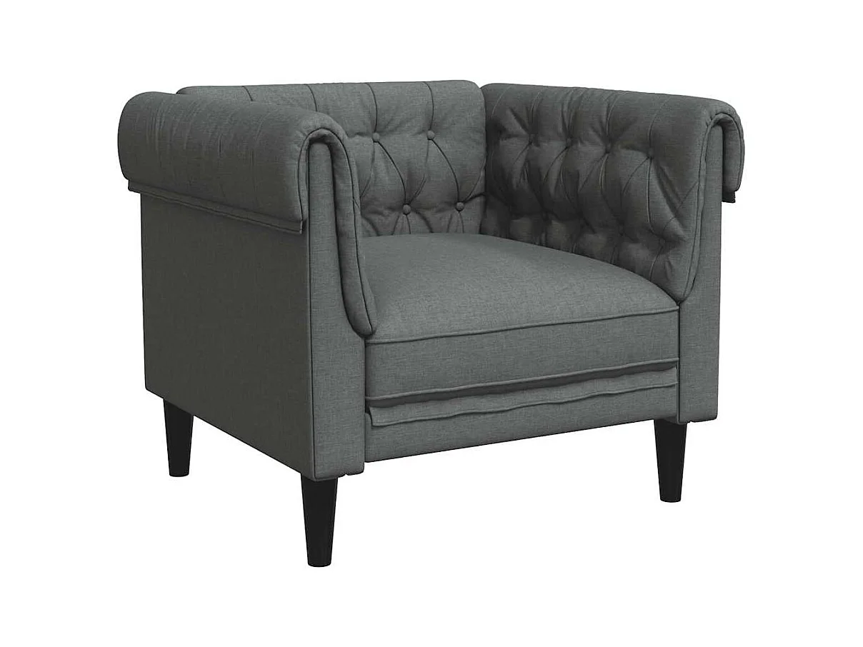 Donkergrijze stoffen Chesterfield fauteuil