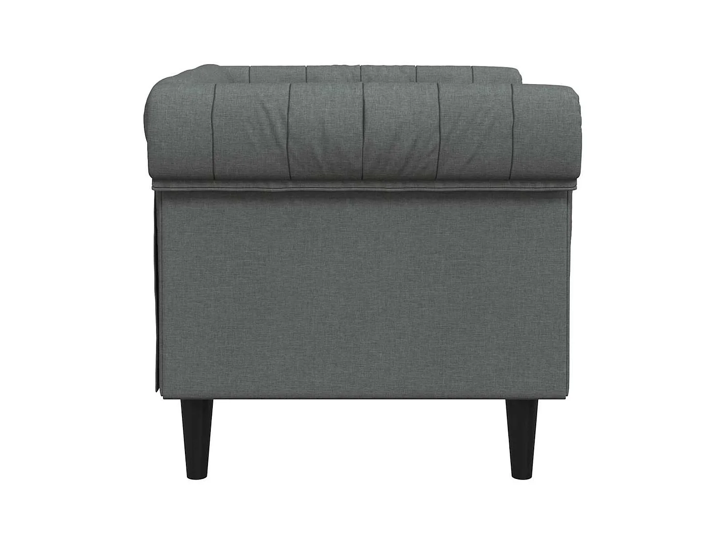 Donkergrijze stoffen Chesterfield fauteuil