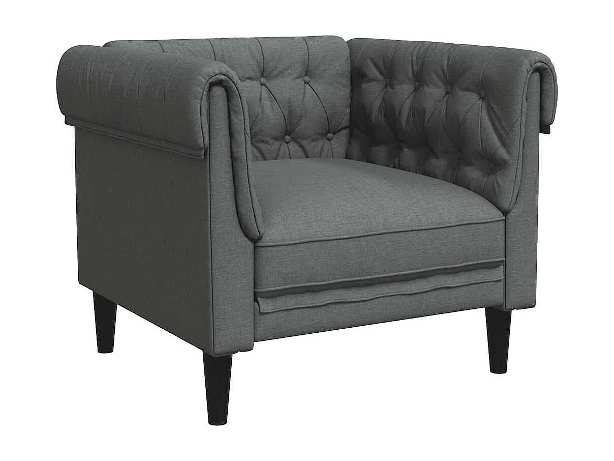 Sillón Chesterfield de tela gris oscuro