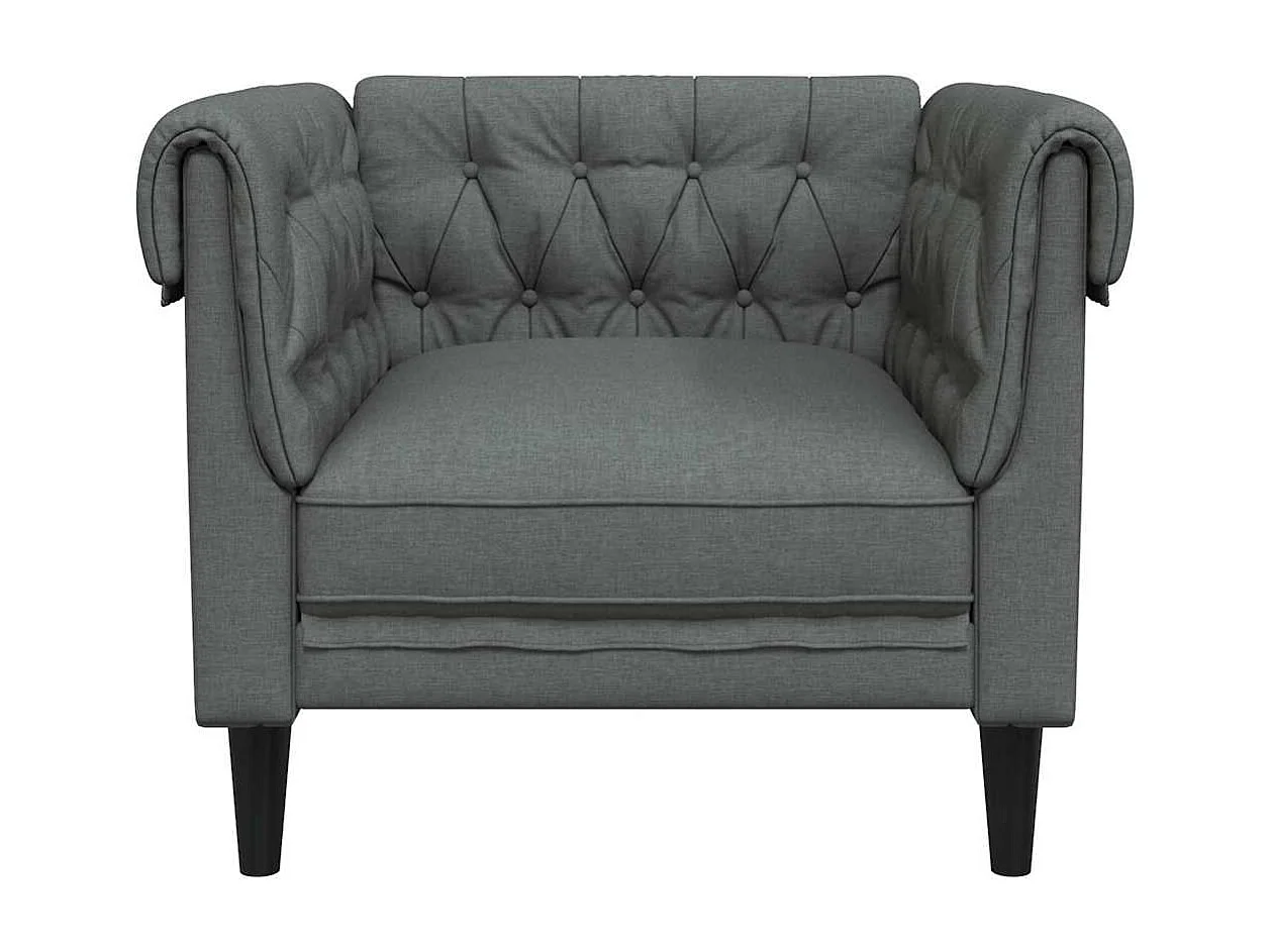 Sillón Chesterfield de tela gris oscuro