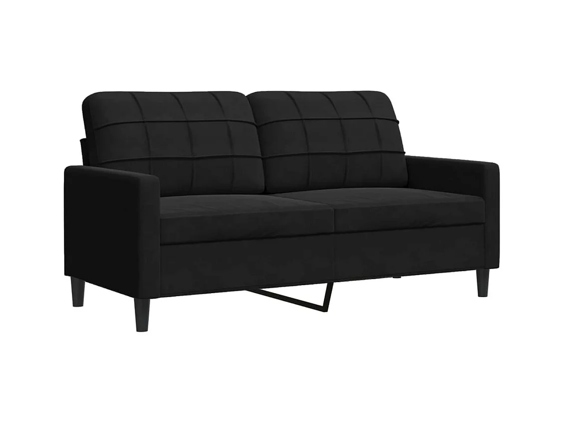 Conjunto de sofá de 3 piezas con cojines y almohadones de terciopelo negro
