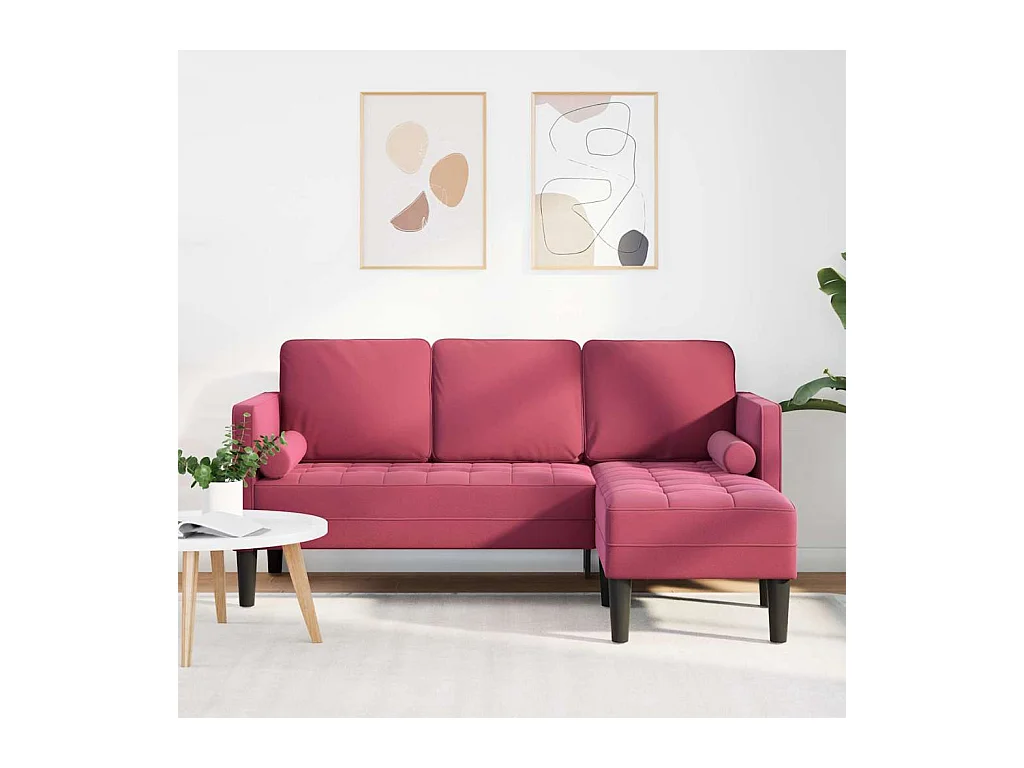 Set divano rosso bordeaux 173 x 131 x 67 cm in velluto