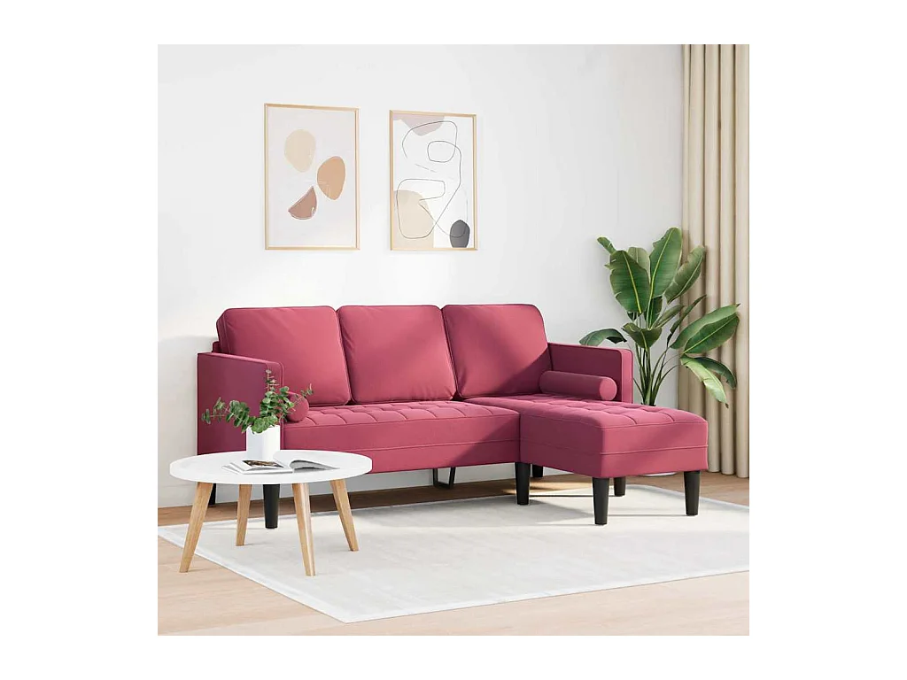 Set divano rosso bordeaux 173 x 131 x 67 cm in velluto
