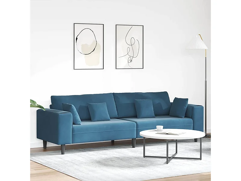 Canapé en velours avec coussin Bleu 208 cm Velours