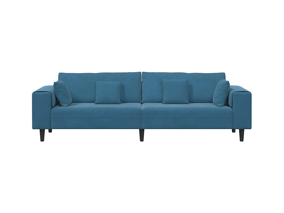 Samtsofa mit Kissen Blau 208 cm Samt