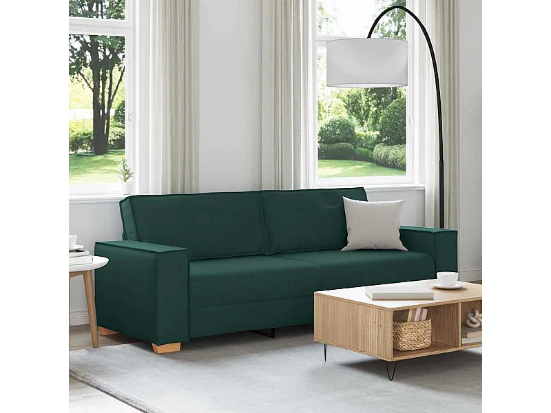 Sofa 3 places avec coussin Vert foncé 220 x 78 x 84 cm tissu