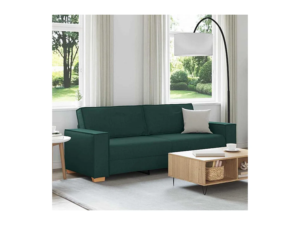 3-zitsbank met kussen Donkergroen 220 x 78 x 84 cm stof