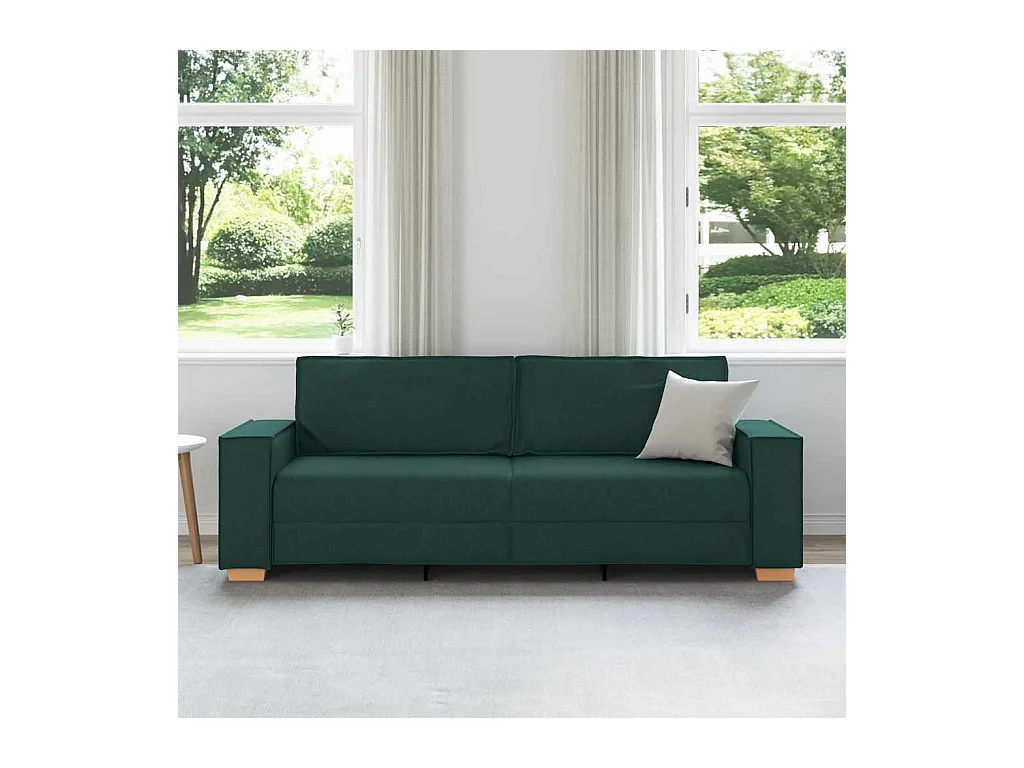 3-zitsbank met kussen Donkergroen 220 x 78 x 84 cm stof