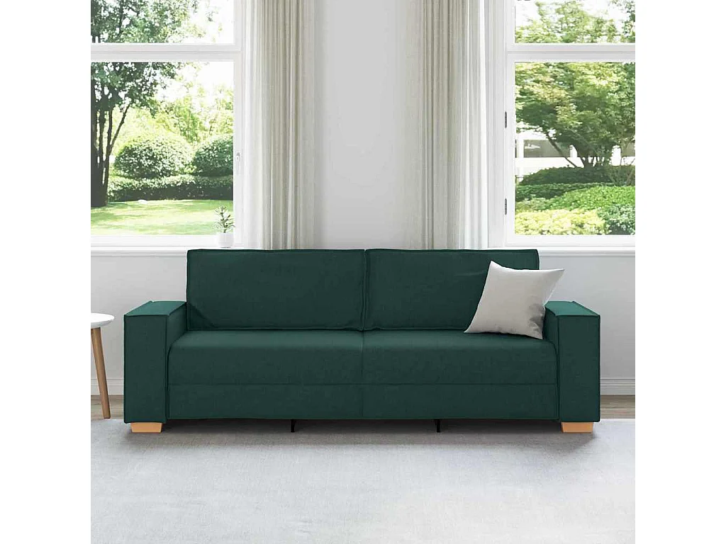 Sofa 3 places avec coussin Vert foncé 220 x 78 x 84 cm tissu