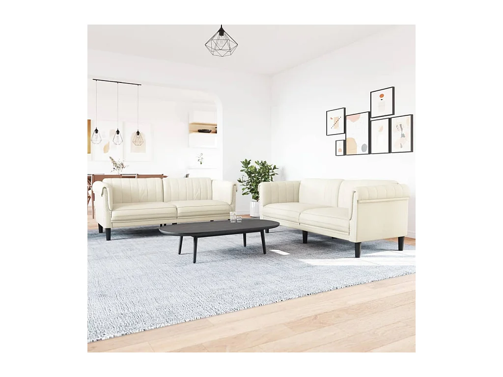 Conjunto de sofá de 2 piezas de terciopelo color crema
