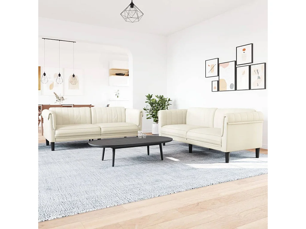 Conjunto de sofá de 2 piezas de terciopelo color crema