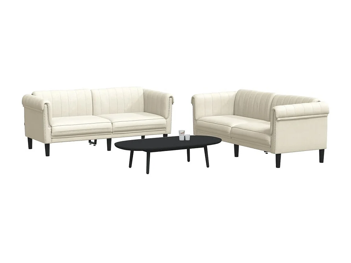 Conjunto de sofá de 2 piezas de terciopelo color crema