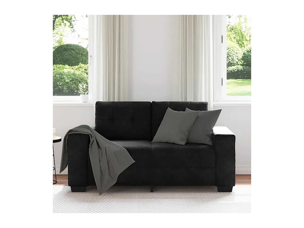 Divano a due posti in velluto nero 120 cm