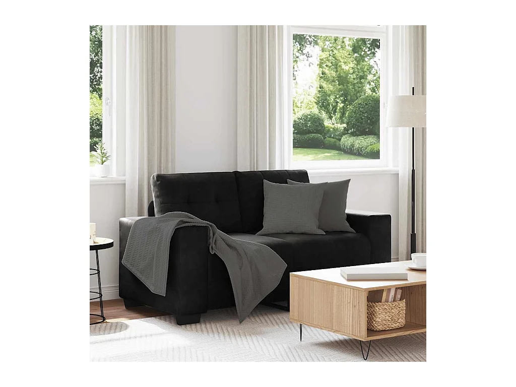 Canapé causeuse noir 120 cm velours