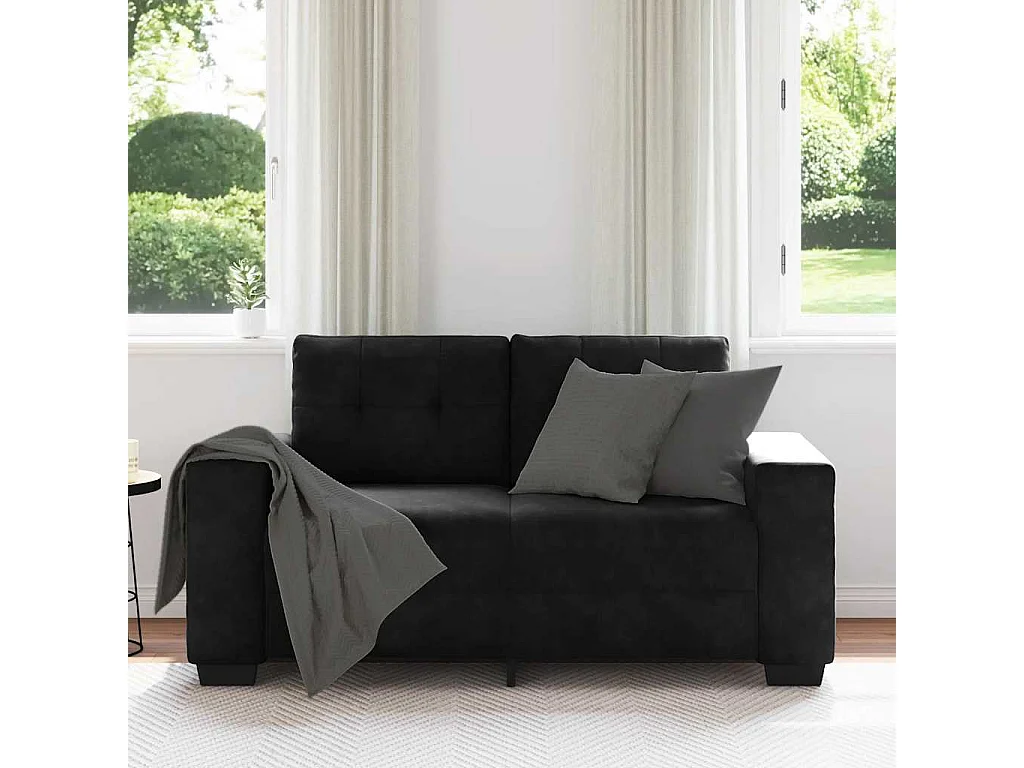 Zwarte fluwelen loveseat bank 120 cm