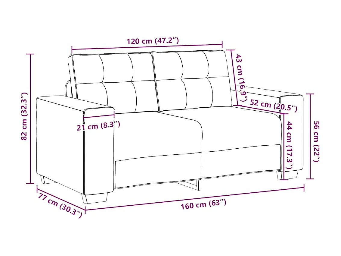 Zwarte fluwelen loveseat bank 120 cm